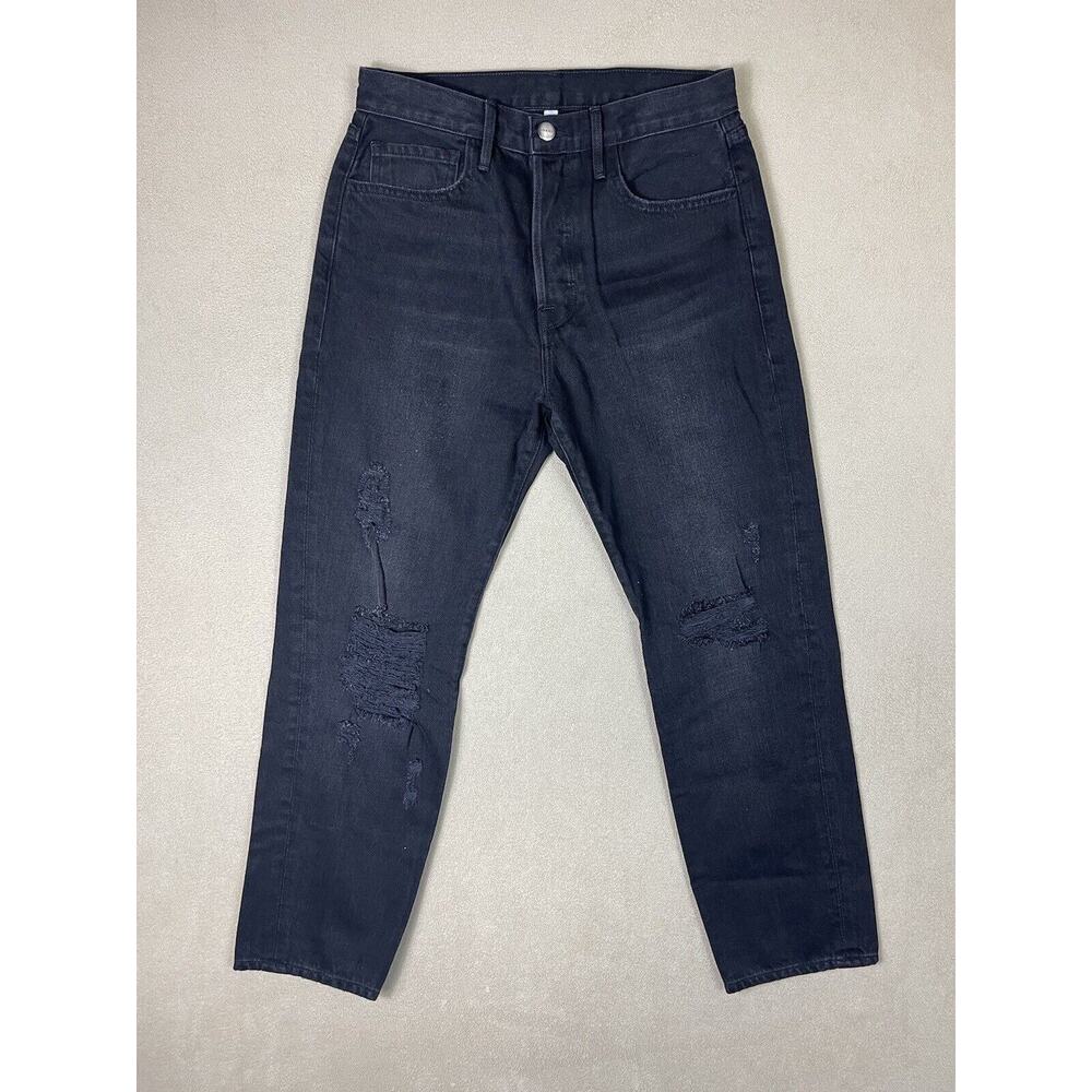 Frame Jeans Womens 27 Black Relaxed Distressed Casual Button Fly Denim‎ Adult